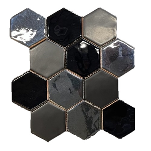 Hexagonale Mosaic Black-Metal 28x30 cm Hexagonale Mosaic Black-Metal 28x30 cm