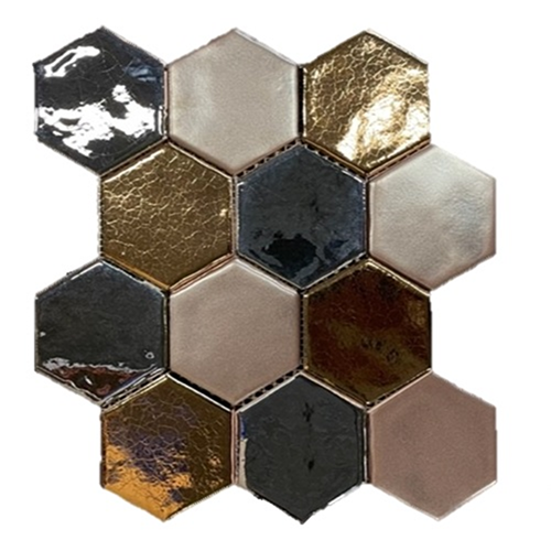 Hexagonale Mosaic Mix Metal 28x30 cm Hexagonale Mosaic Mix Metal 28x30 cm