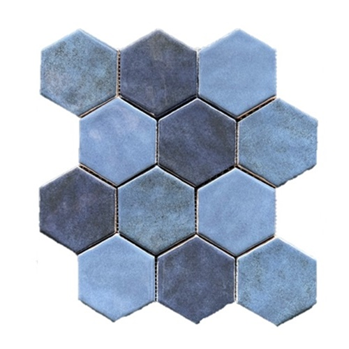 Hexagonale Mosaic Ocean Blue 28x30 cm Hexagonale Mosaic Ocean Blue 28x30 cm