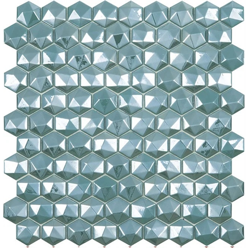 Glass Hexagone Turqouise 3,5x3,5 cm 